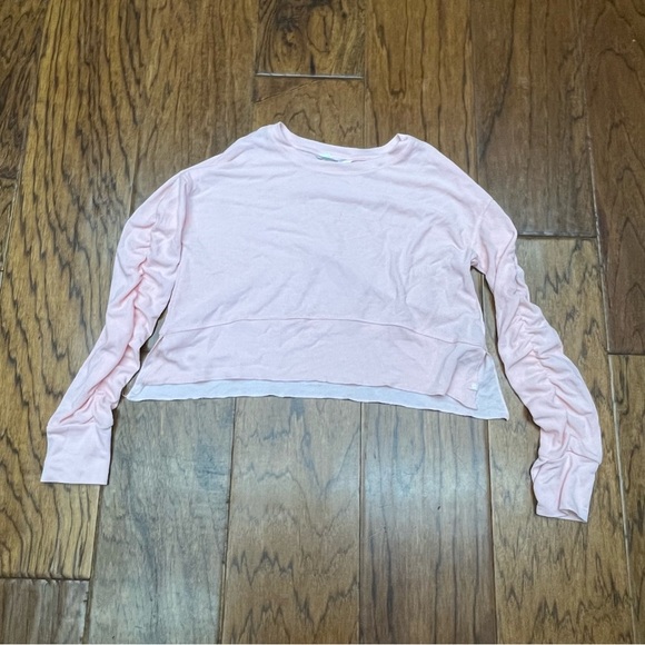 Athleta Pink Cropped Long Sleeve Sweatshirt - Picture 1 of 9